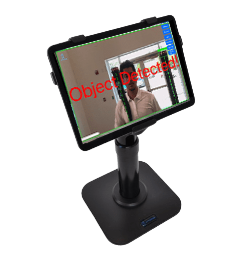 Weapons Detection System screen on ipad of object detected alert