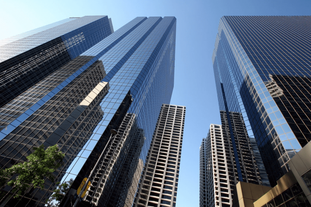 Tall buildings with an advanced AI weapons detection system, compatible with various hardware platforms and DHS best practices.