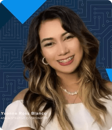 A woman with long hair wearing a white top, representing Yvonne Ross Blanco, Head of Support.