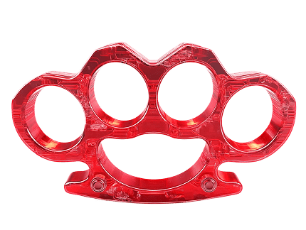 A red plastic fist with four fingers, symbolizing compliance with DHS weapons detection best practices.