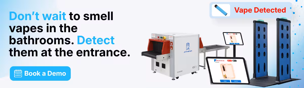 Athena AI X-ray baggage scanner and Apollo 500 promote detecting vapes in schools by screening backpacks at school entrances