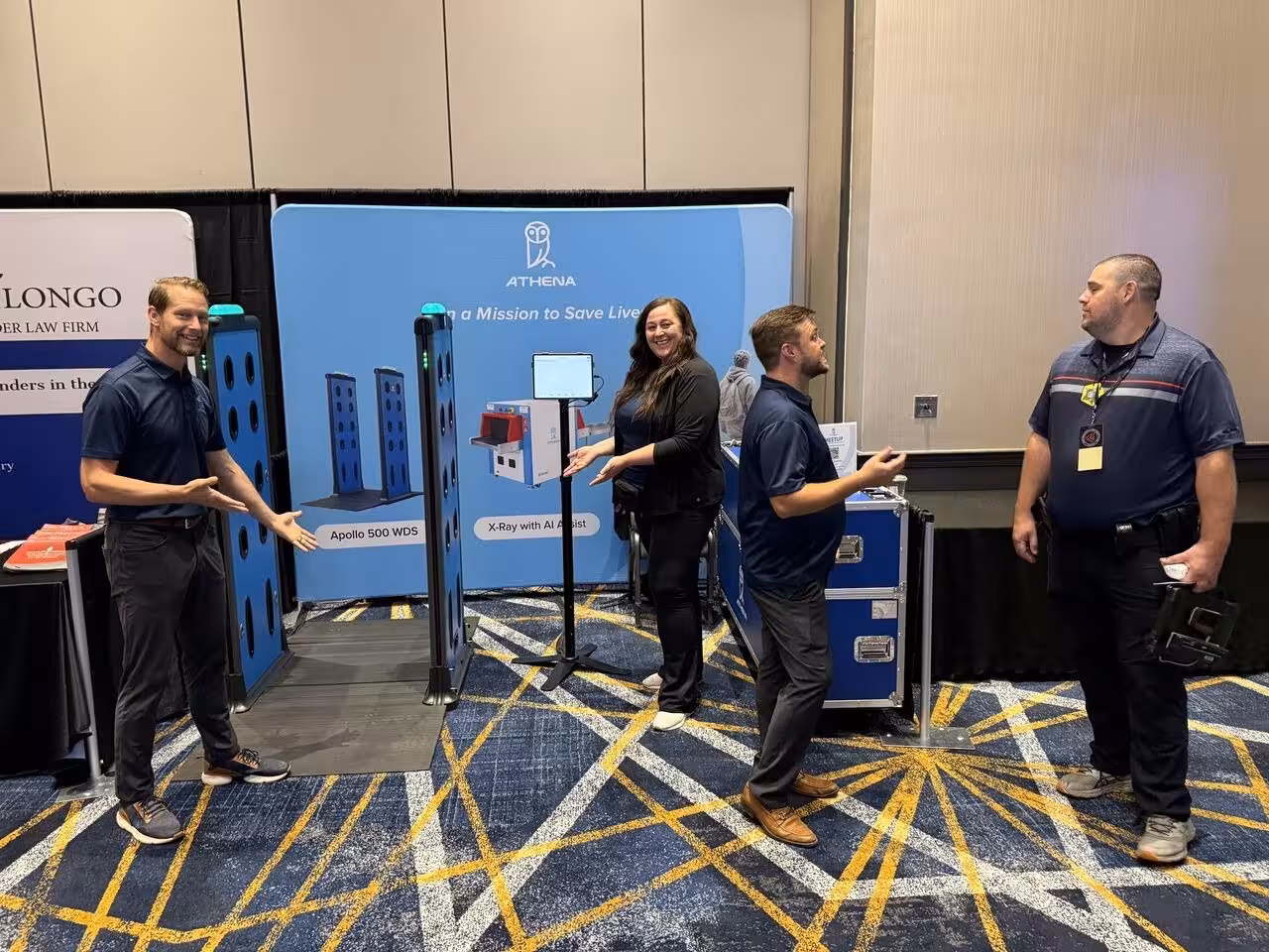 Athena security booth displays Apollo 500 WDS and X-Ray with AI Assist at FASRO 2026, Jacksonville, Florida